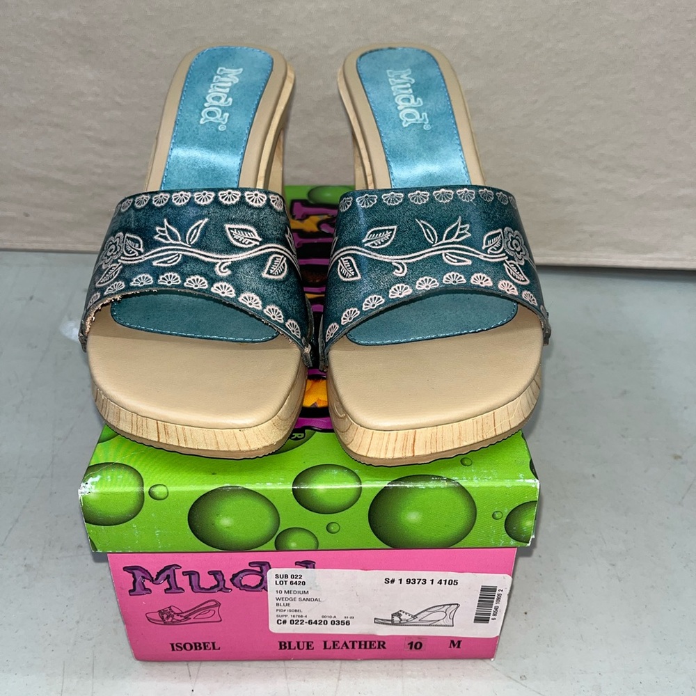 Vtg Mudd 90s Cut Out Platform Boho Wood Wedge Sandals Sz 10
